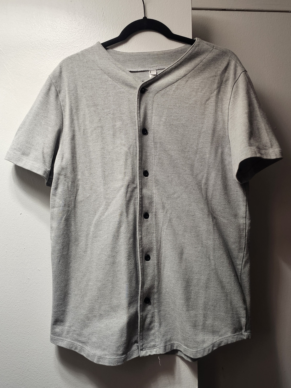 American Apparel 2015 Light Gray Short Sleeve Button-Front Shirt